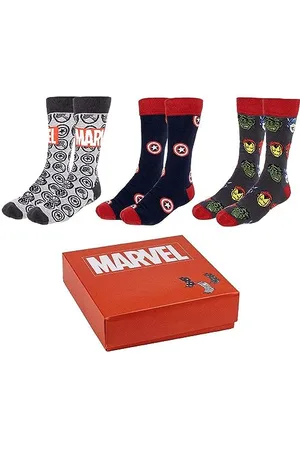 Disney Zestaw skarpet Marvela - Multicolor - 3 pary - Rozmiar 35 do 41 - Długie skarpetki wykonane z bawełny, poliamidów i Elastanu - Oryginalny produkt zaprojektowany w Polsce, , 35-41