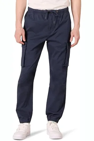 Amazon Męskie joggery cargo ze ściągaczem w talii o regularnym kroju, granatowe, XS
