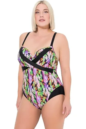 Ulla Popken Damski duży rozmiar plus size plus size kostium kąpielowy Chloe, Sicilypixel, Shiny, , 58