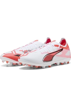PUMA Buty piłkarskie unisex Ultra 5 Match MG, białe czarno-świecące czerwone, 40 EU, Biały Czarny Świecący Czerwony, 46.5 EU