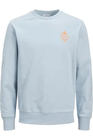 JACK & JONES JJone Color Summer Sweat Crew Neck, , S męski, Niebieski Chambray., S