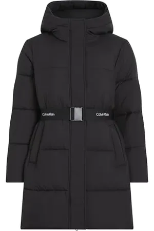 Calvin Klein Jeans Damski pasek z logo długi puchowy J20J224122, kurtka puchowa, czarna, XL, , XL