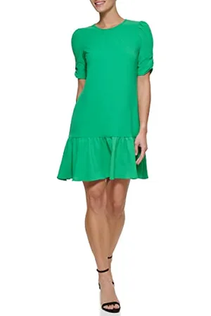 DKNY Damska sukienka z marszczonymi rękawami i marszczoną spódnicą, zielona (Apple Green), 8