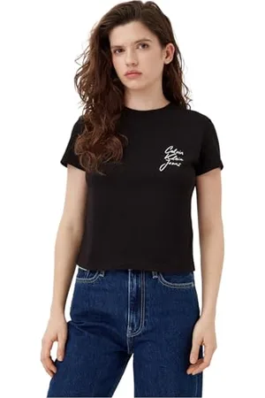 Calvin Klein Jeans Script INSTITUTIONAL Baby TEE J20J224984 S/S T-Shirt, czarna (Ck Black), S, , S