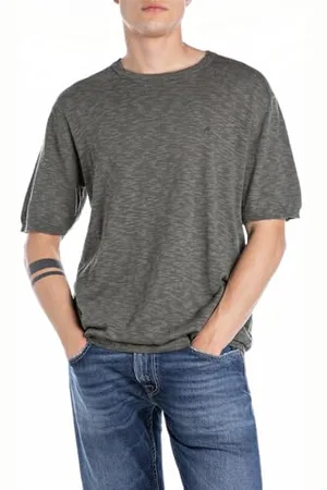 Replay Męski sweter z krótkim rękawem regular fit, , XXL