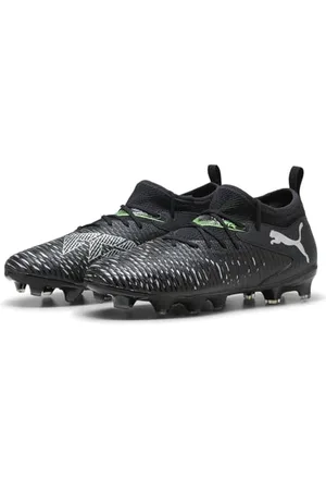 PUMA Future 8 Match FG/AG JR buty piłkarskie, czarne srebrno-zielone fluo, 3 UK, Czarny Srebrny Fluo Zielony, 35.5 EU