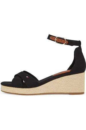 Tommy Hilfiger Espadryle damskie FLAGA CRISS-CROS MID WEDGE ESPAD, CZARNA (czarna), 36 UK, , 39 EU
