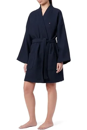 Tommy Hilfiger Damski WAFFLE BATHROBE UW0UW05770, niebieski, L, , L