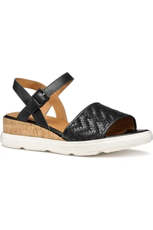 Geox Damskie sandały D PISA B Wedge, czarne, 40 EU, , 40 EU