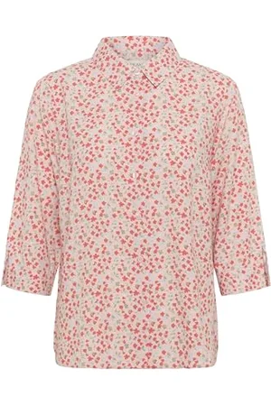 Cream Koszula damska 3/4 rękawy Regular Fit Buttons Hip Długość Spread Kołnierz, , 40
