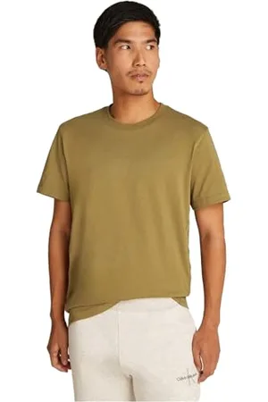 Calvin Klein Jeans Męska koszulka z logo Tape TEE J30J326159 S/S, zielona (gotycka oliwka), XXL, , XXL