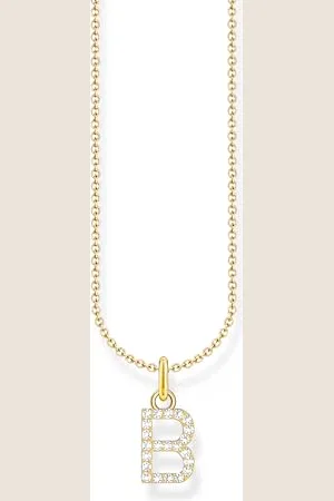 Thomas Sabo Naszyjnik litera B srebro pozłacane z cyrkoniami KE2241-414-14