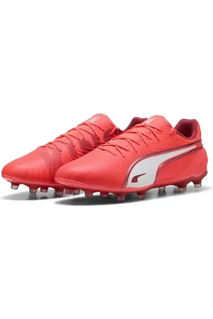 PUMA Unisex King Match FG/AG buty piłkarskie, świecące czerwone biało-czerwone ogień, 44 EU, Świecący czerwony biały czerwony ogień, 44 EU
