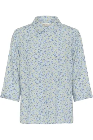 Cream Koszula damska 3/4 rękawy Regular Fit Buttons Hip Długość Spread Kołnierz, , 36