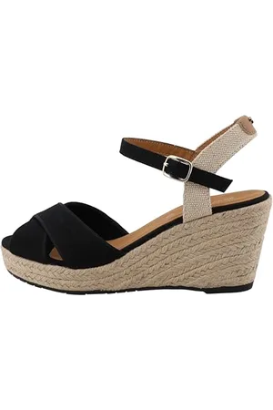 TOM TAILOR Damskie sandały klinowe 5390010025, czarne, 39 EU, , 39 EU