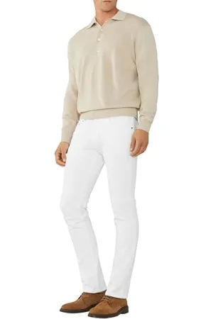Hackett Męskie dżinsy Mel Bold Stripe białe, 33W / 34L, , 33W / 34L