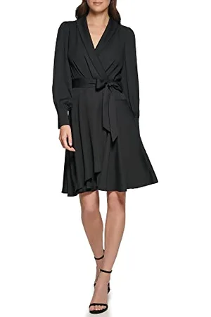 DKNY Damska sukienka kopertowa Fuax z rękawami, , 34