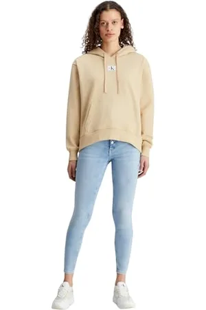 Calvin Klein Jeans Damska bluza z kapturem z tkaną etykietą oversize, , XS
