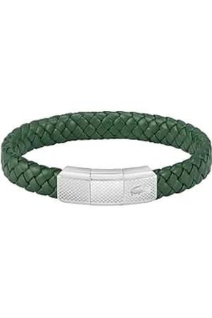 Lacoste Męska skórzana bransoletka z kolekcji ROKEL zielona - 2040284, Jeden rozmiar, Skóra, Bez kamieni szlachetnych