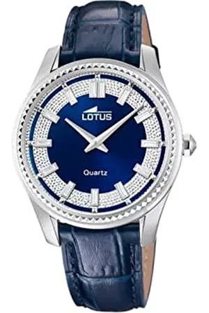 Lotus Damski zegarek na rękę ze stali nierdzewnej i skóry w kolorze srebrno-niebieskim 38 mm, wodoszczelność: 5 bar, 18899/3