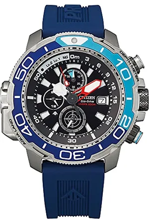 Citizen Męski zegarek na rękę z chronografem Eco-Drive z gumową taśmą Promaster Marine, niebieski, Pasek
