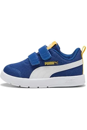 PUMA Unisex Baby COURTFLEX V3 MESH INF Sneaker, Clyde Royal White-Sunny Yellow, 4 UK Child, Clyde Royal biały słoneczny żółty, 20 EU