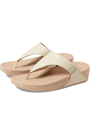 FitFlop Damskie sandały LULU Skórzane Toepost, Beżowe, 4 UK, , 37 EU
