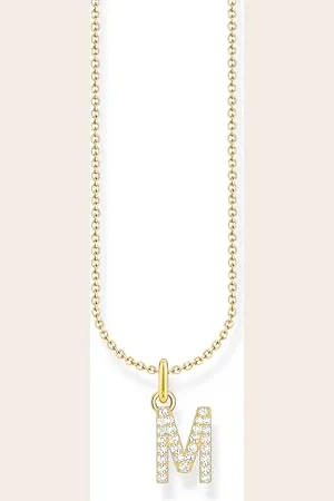 Thomas Sabo Naszyjnik litera M, pozłacane srebro z cyrkoniami, KE2252-414-14