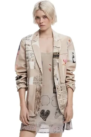 Desigual AME_NEWSPAPER COLLAGE_LAC, 6008 BEIGE, L, , L