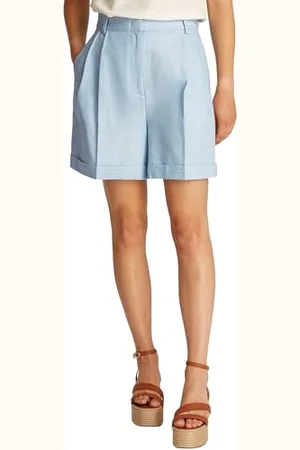 Tommy Hilfiger Damskie lniane spodenki plisowane WW0WW44767, niebieski, 38, , 64