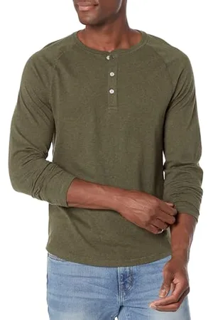 Amazon Męska koszula Henley z długim rękawem, slim fit, , XS