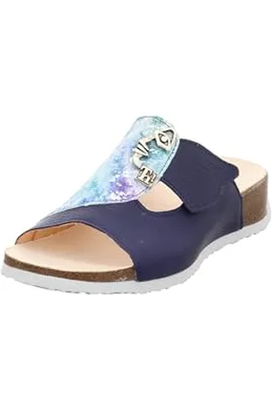 Think! Damen MIZZI chromfrei gegerbte nachhaltige Pantolette, INDIGO/KOMBI 8150
