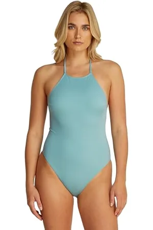 Calvin Klein Damski jednoczęściowy strój kąpielowy z wysokim dekoltem - RP, wiązany na szyi, zielony (słonowodne wody), XL, , XL