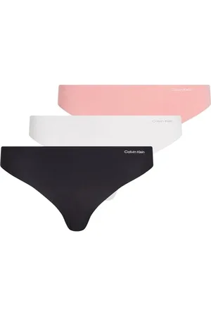 Calvin Klein Damskie opakowanie 3 stringów niewidocznych bezszwowych, Multi czarny dzwonek wietrzny świecąca brzoskwinia, L