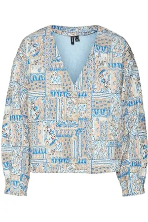 VERO MODA Damska kurtka pikowana VMJANE LULU LS WVN GA, Birch/AOP: Lulu, L, , L