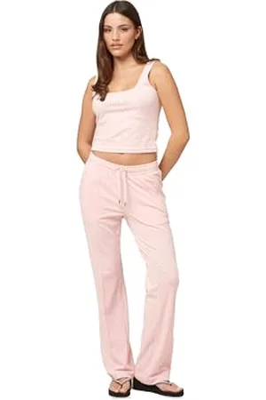 Juicy Couture Welurowe spodnie z logo diamentowe, , XS