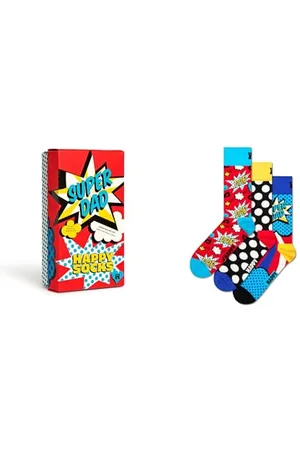 Happy Socks 3-pak skarpetek na Dzień Ojca z premium bawełny, kolorowy i zabawny zestaw prezentowy, oryginalny prezent dla taty
