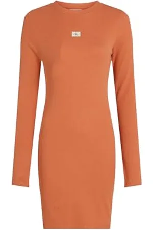 Calvin Klein Jeans Damska tkana etykieta krótka sukienka J20J225112 Bodycon Dress, brązowa (Aragon), M, , M