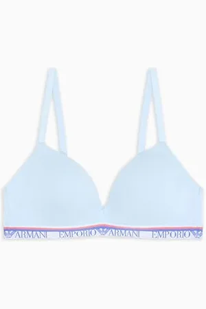 Emporio Armani Damski pasek z logo wyściełany trójkątny biustonosz niebieski L, , L