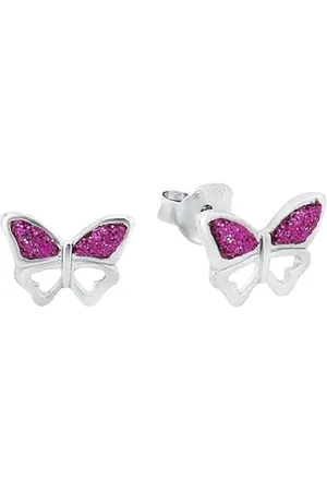 Amor Kolczyki Sztyfty 925 Sterling Silver Dziewczynki Kolczyki Dla Dzieci, 0.7 cm, Srebrny, Motyl, Dostarczany W Pudełku Upominkowym, 2021289