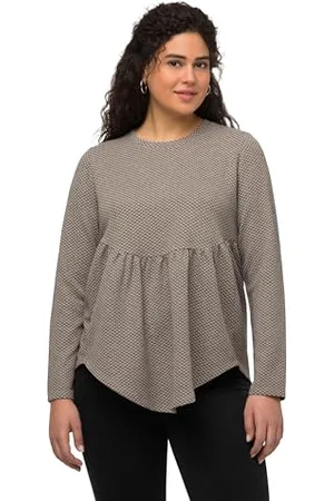 Ulla Popken Damska bluza strukturalna z falbanką, koszulka A-line, , 46-48 duże rozmiary