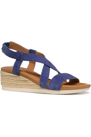 Geox Damskie sandały D Ischia Corda A Wedge, niebieskie, rozmiar 36 EU, , 36 EU