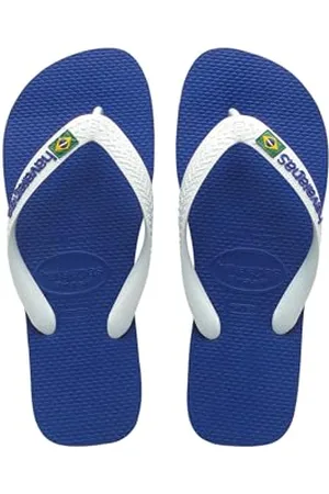 Havaianas Unisex Brasil-slippers met logo, marineblauw, 9/10 VK