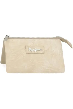 Pepe Jeans Jana Trójkomorowy Portfel Beżowy 17,5x9,5x2 cm Poliester z Detalami ze Sztucznej Skóry by Joumma Bags, , Talla única, Portfel z trzema przegródkami