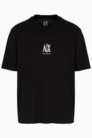 Armani Exchange Męski projekt ikony, haftowane logo, koszulka, , L, , L