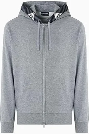 Emporio Armani Męska bluza z kapturem i zamkiem błyskawicznym, , L