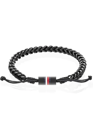 Tommy Hilfiger Biżuteria męska ze stali nierdzewnej i nylonu spleciona bransoletka z regulowanym zamknięciem, Jeden rozmiar, Nylon, Bez kamieni szlachetnych
