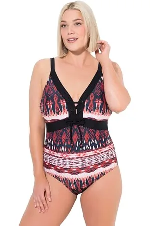 Ulla Popken Damski duży rozmiar plus size kostium kąpielowy Jenny, wzór Ekat, safari, , 46