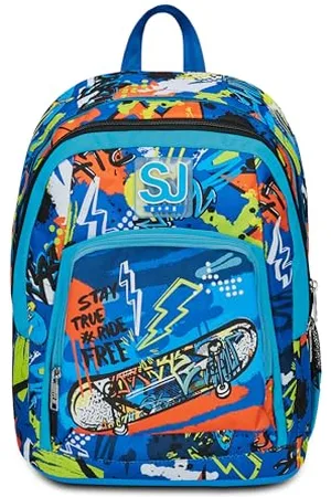 7 for all Mankind SJ Gang Advanced School Plecak Niebieski, TrickyLed, podwójny plecak z kieszenią na komputer lub tablet, kieszenią na butelkę i organizerem, plecak do szkoły podstawowej, plecak dla dzieci,
