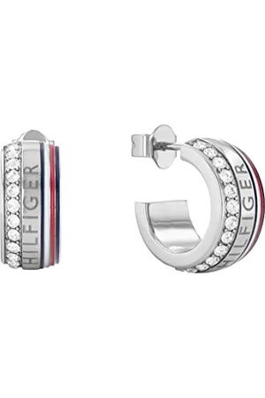 Tommy Hilfiger Jewelry Creolen für Damen aus Edelstahl mit Kristallen, Farbe: Silber, Durchmesser: 15 mm, 2780623